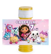 16 Etichette adesivi Gabby's dollhouse personalizza bolle sapone