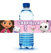 10 Etichette adesivi Gabby's dollhouse personalizza bottiglia e bottigliette acqua