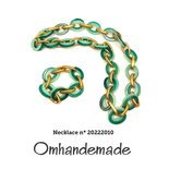 20222010 collana dorata verde verde menta, collana catena, collana anelli assemblati trasformabile by Omhandemade