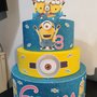 Torta finta Minions cattivissimo me Aristogatti gomma crepla Eva decorazioni compleanno festa battesimo 