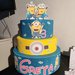 Torta finta Minions cattivissimo me Aristogatti gomma crepla Eva decorazioni compleanno festa battesimo 