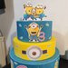 Torta finta Minions cattivissimo me Aristogatti gomma crepla Eva decorazioni compleanno festa battesimo 