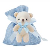 Bomboniera nascita battesimo bimbo bimba orsetto peluche sacchetto shabby 