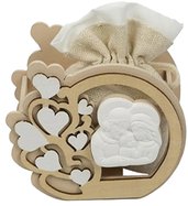 Bomboniera sacra famiglia gesso legno segnaposto sacchetto shabby comunione battesimo cresima 