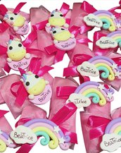 Bomboniera compleanno battesimo bimba unicorno arcobaleno calamita magnete nascita segnaposto 