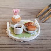 Set colazione in miniatura per casa delle bambole e dollhouse, scala 1:12, fatta a mano, pasticceria casa delle bambole, dolce in miniatura, cibo in miniatura