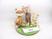 Cake topper Animali del bosco Woodland cake topper battesimo,  compleanno 