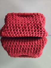 Clutch bag in fettuccia di cotone rossa