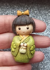 Stampo in Gomma Siliconica Bambolina Kokeshi Quadrifoglio 