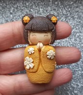 Stampo in Gomma Siliconica Bambolina Kokeshi Fiore