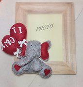 Cornice per foto san valentino amore con elefante in feltro modellabile e palloncini fatto a mano 