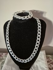 Collana e bracciale catena argentata