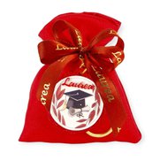 Bomboniera laurea portachiavi sacchetto segnaposto cappello tocco portafortuna 