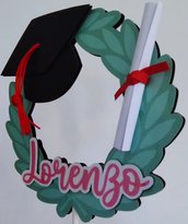 Cake topper di carta, personalizzato con nome, festa di laurea