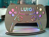 lampada joypad gamer videogioco legno regalo bimba bimbo handmade luce notturna laser decorazione stanzetta personalizzata