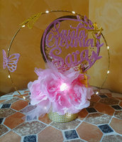 Cake Topper Centrotavola con led decorazione cerimonia personalizzati cerchio con scritta