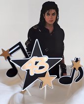 Cake topper di carta, con cantante, Michael Jackson, personalizzabile