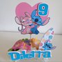 Cake topper di carta, decorazione torta a tema Stitch con fiori ibisco