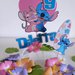 Cake topper di carta, decorazione torta a tema Stitch con fiori ibisco