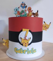 Torta scenografica di carta,personalizzata,festa a tema pokemon