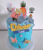 Torta scenografica di carta,personalizzata, festa a tema spongebob