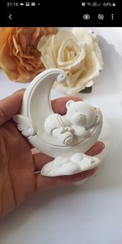 Stampo in silicone  orsetto sulla luna stampo per gesso cera jesmonite 