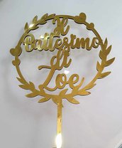 cake topper legno decorazione torta personalizzato regalo handmade laser party battesimo compleanno anniversario