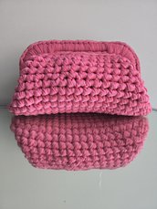 Borsa clutch bag crochet rosa fucsia