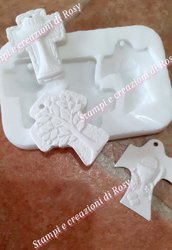 MULTI STAMPO IN SILICONE 3 SOGGETTI TAU CALICE, ALBERO DELLA VITA