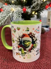 Tazza -Mug in ceramica Grinch Natalizio Fronte e Retro