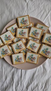 20 biscotti petit con immagine in cialda personalizzata a tema 