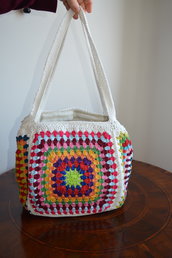 Borsa granny manici bianchi