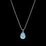 Collana Acciaio con Pendente Goccia Castone Cabochon Aquamarine