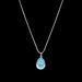 Collana Acciaio con Pendente Goccia Castone Cabochon Aquamarine