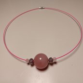 Girocollo con perla rosa cipria