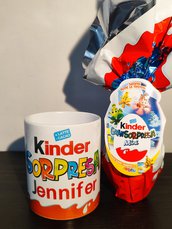 Tazza personalizzata Kinder gran sorpresa mini pasqua regalo gadget fine festa 