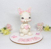 Cake topper Coniglietta -battesimo bimba-caketopper nascita -cake topper primo compleanno