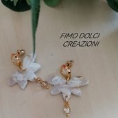 orecchini in fimo effetto marmo bianco