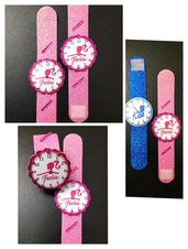 Orologio gioco in gomma crepla bracciali regalo fine festa Barbie e Ken