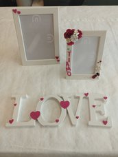 Set scritta legno love amore cornici porta foto ti amo