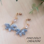 orecchini in fimo effetto marmo grigio