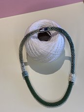 Collana girocollo verde e argento