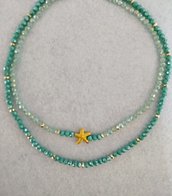 Collana  doppio filo "Armonia" colore Tiffany