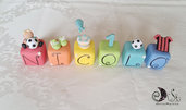 Cake topper calcio cubi nome in scala arcobaleno compleanno personalizzabile 6 cubi 6 lettere