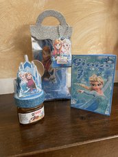 Gadget fine festa Frozen bustina con albumino giochi e Nutella 25gr