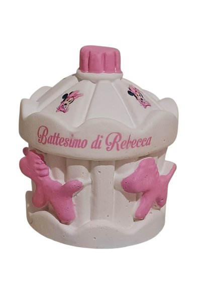 Bomboniera battesimo bimba giostra carillon cavallo a dondolo
