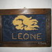 Quadro in stoffa"LEONE" -fatto a mano, 32,5 x 21,5 cm.