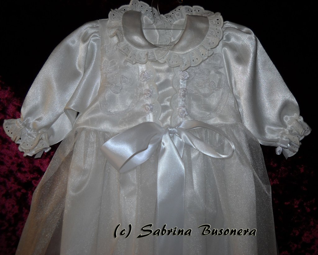 Abito da battesimo per neonato/bambina/set di lino e pizzo/vestito in cotone avorio - Italia