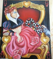 Quadro dipinto Red Queen Regina rossa alice in wonderland