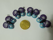 4 Mini Charms Farfalle Viola Azzurro